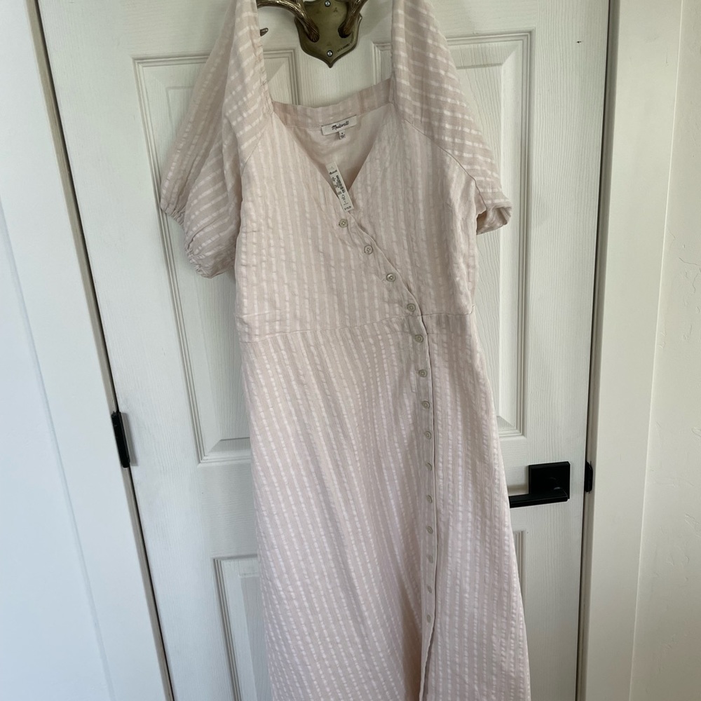 NWT! Madewell Puff Sleeve Midi Button Front Wrap Dress